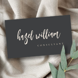 Minimal Modern Simple Blush Pink Black Script Business Card