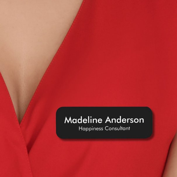 Minimal Modern Simple Clean Black Professional Name Tag (Creator Uploaded)