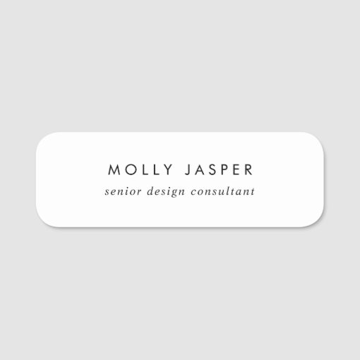 Minimal Modern Simple Clean White Professional Name Tag Zazzle