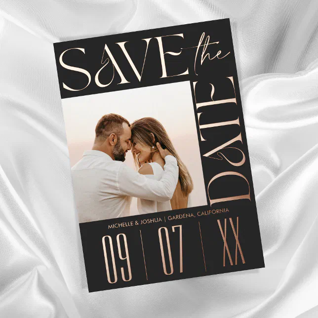 Minimal Modern Simple Elegant Chic Photo Foil Invitation | Zazzle