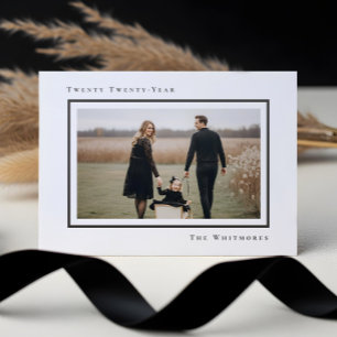 Minimal Modern Simple Frame Family Photo Christmas Letterpress Photo Cards