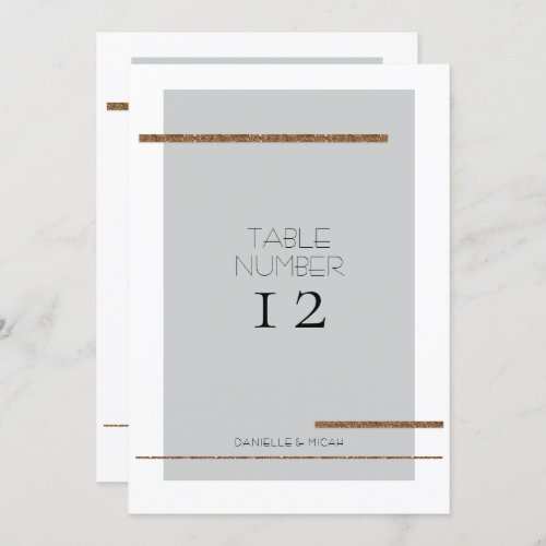 Minimal Modern Simple Gray Gold Table Number