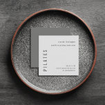 Minimal Modern Simple Gray Pilates Fitness Square Business Card<br><div class="desc">Minimal and simple fully customizable Pilates business card  in shades of gray with minimal typography,  a fully customizable text template. The perfect choice for any professional Pilates studio,  Pilates instructor,  Pilates teacher or any other business.</div>