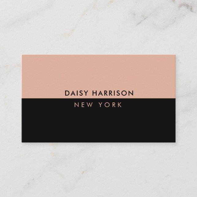 Minimal Modern Simple Luxury Black and Pink Business Card (Front)