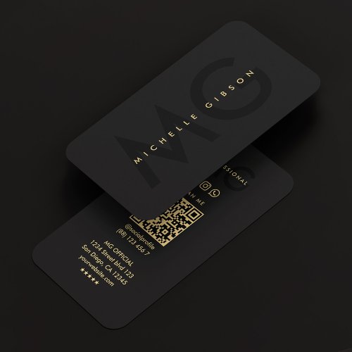 Minimal Modern Simple Monogram Professional Black Business Card