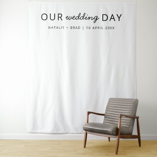 Minimal Modern  Simple Wedding Day Photo Backdrop