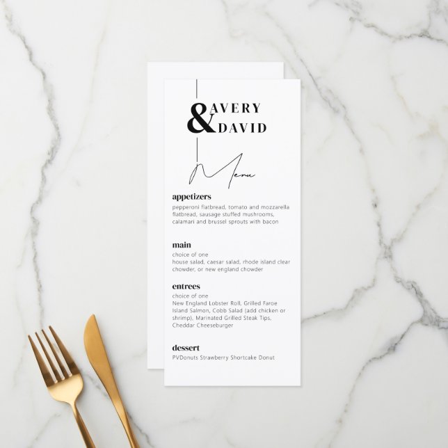 Minimal Modern Simple Wedding Menu (Front/Back In Situ)