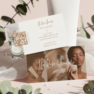 Minimal Modern Skincare Esthetician Photo Collage  Business Card