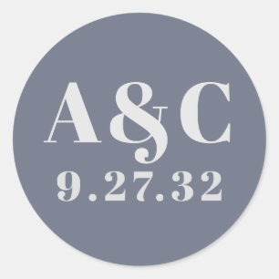 Minimal Modern Soft Gray Blue Lavender Typography  Classic Round Sticker