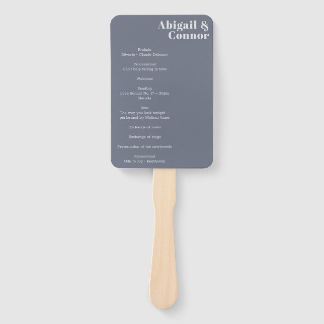 Minimal Modern Soft Gray Blue Lavender Typography  Hand Fan (Front)