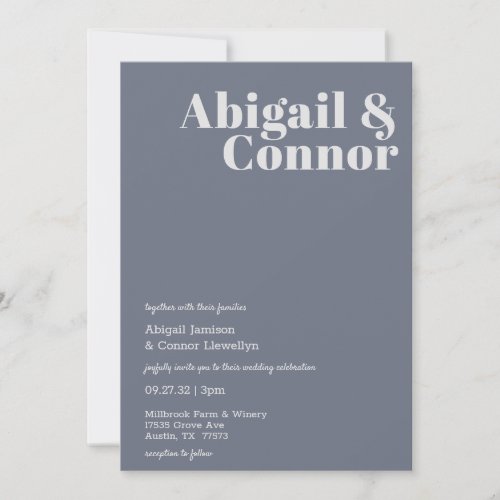 Minimal Modern Soft Gray Blue Lavender Typography  Invitation