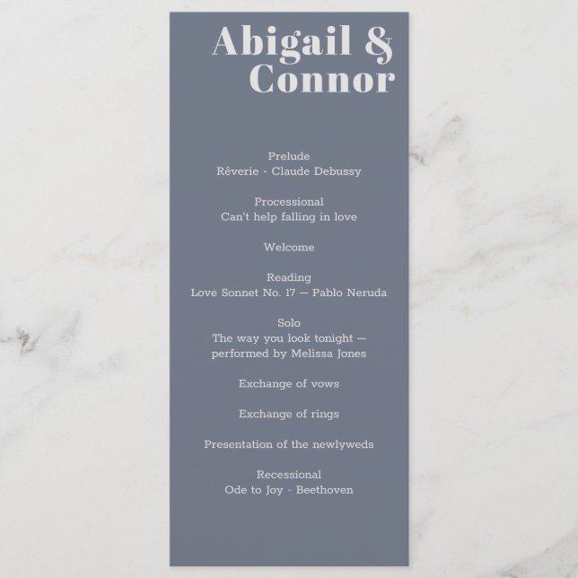 Minimal Modern Soft Gray Blue Lavender Typography Program (Front)