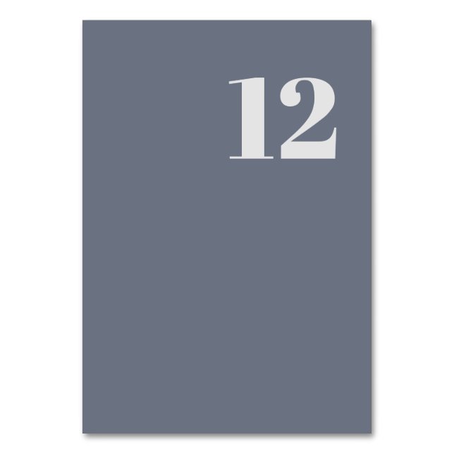 Minimal Modern Soft Gray Blue Lavender Typography Table Number (Front)