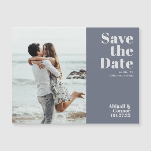 Minimal Modern Soft Gray Blue Save The Date Magnet