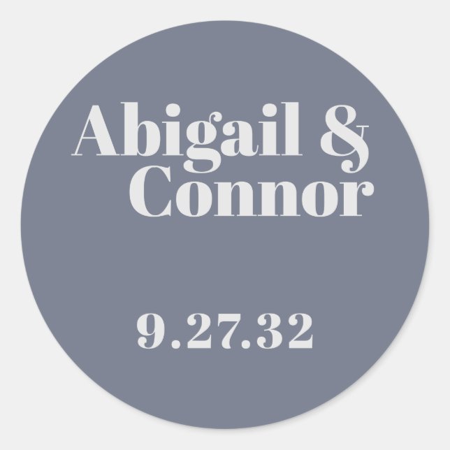Minimal Modern Soft Gray Blue Typography Names Classic Round Sticker (Front)