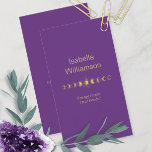 Minimal Modern Stars Amethyst Mystical Moon Phase Business Card
