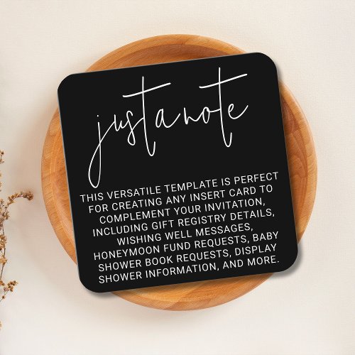 Minimal Modern Stylish Simple Just A Note Square Enclosure Card