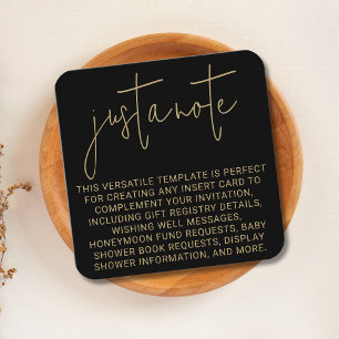 Minimal Modern Stylish Simple Just A Note Square Enclosure Card