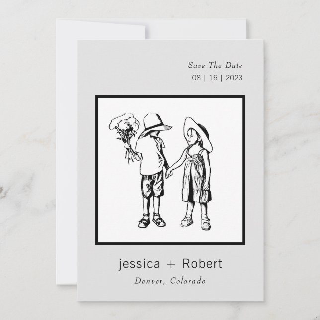  Minimal Modern Sweet Design Wedding Save The Date (Front)