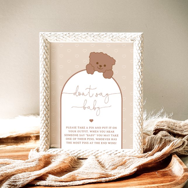 Minimal Modern Teddy Bear Dont Say Baby Game Poster (Creator Uploaded)