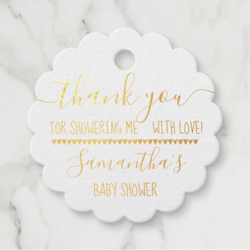 Minimal Modern Thanks For Showering Me With Love Foil Favor Tags