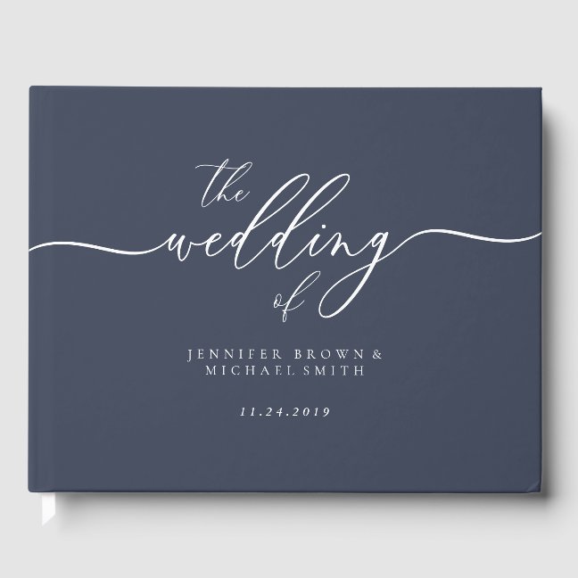Minimal Modern the wedding of Navy Guest Book