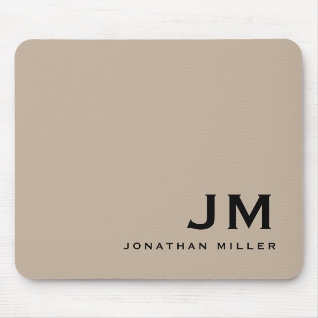 Minimal Modern Trendy Monogram Mouse Pad (Front)