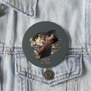 Minimal Modern Trendy Photopop Green Father's Day Button