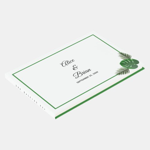 Minimal Modern Tropical Greenery Wedding Guest Book