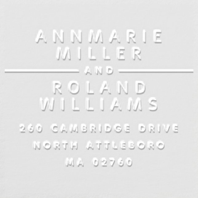 Minimal Modern Two Last Names Return Address Embosser (Design)
