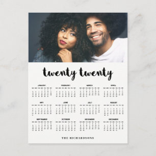 Minimal Modern Typography 2020 Photo Calendar Postcard