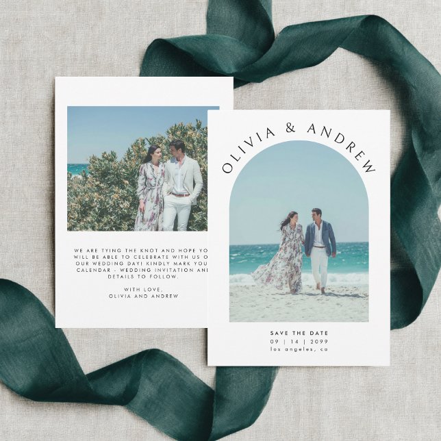 Minimal Modern Typography Arch Photo Wedding Save The Date (Creator Uploaded)