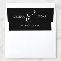 Minimal modern typography Black and white wedding 
