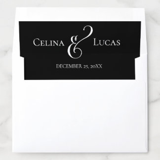 Minimal modern typography Black and white wedding  Envelope Liner