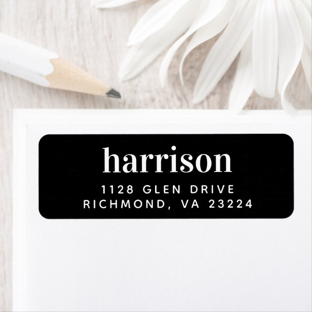 Minimal Modern Typography Black Return Address Label (Insitu)