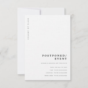 Minimal Modern Typography Event Postponed Card