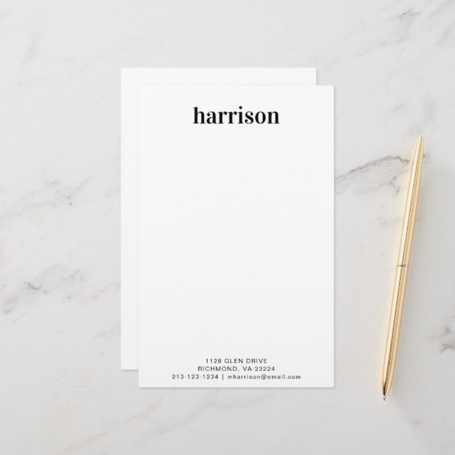 Minimal Modern Typography Monogram Personalized Stationery (Front/Back In Situ)