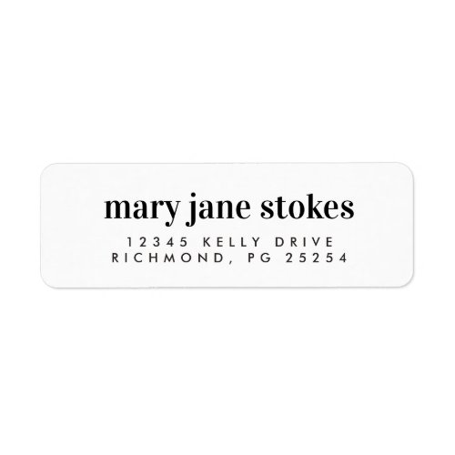 Minimal Modern Typography Name Return Address Label