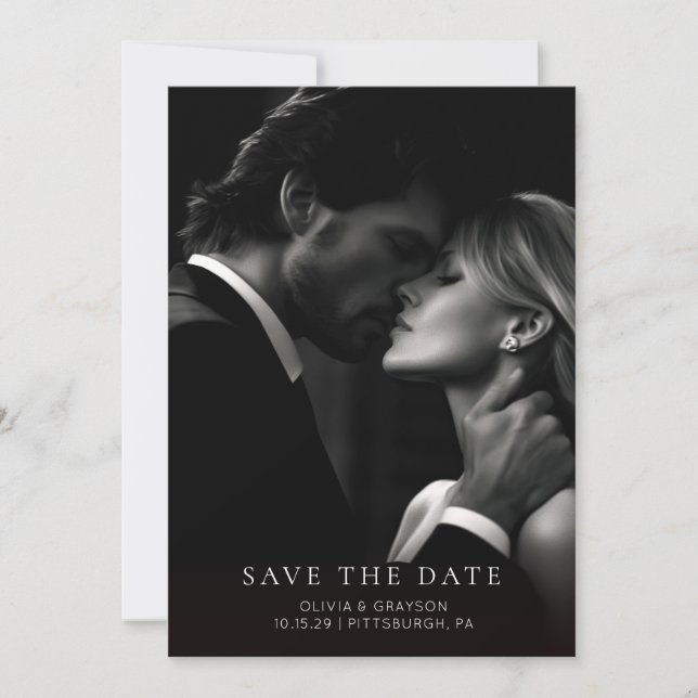 Minimal Modern Typography Photo Save the Date  (Front)