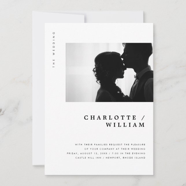 Minimal Modern Typography Photo Wedding Invitation (Front)