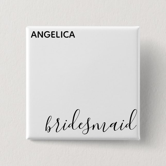 Minimal Modern Typography Wedding Bridesmaid Gift Button (Front)