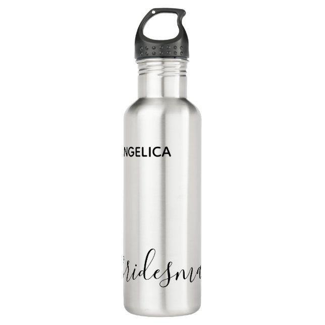Minimal Modern Typography Wedding Bridesmaid Gift Stainless Steel Water Bottle (Front)