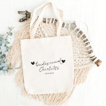 Minimal Modern Typography Wedding Bridesmaid Gift  Tote Bag<br><div class="desc">Are you looking for a cute bridesmaid gift? Check out this Minimal Modern Typography Wedding Bridesmaid Gift . It has elegant calligraphy script with the name of your bridesmaid and the wedding date on it.</div>