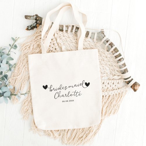 Minimal Modern Typography Wedding Bridesmaid Gift  Tote Bag