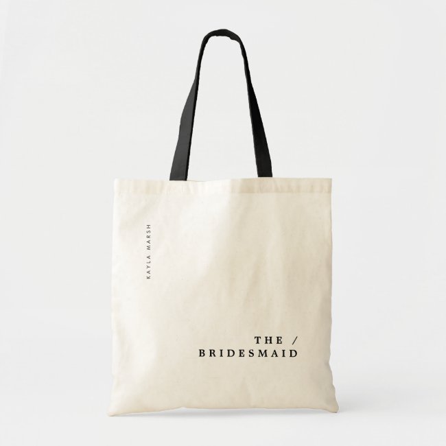 Minimal Modern Typography Wedding Bridesmaid Gift Tote Bag