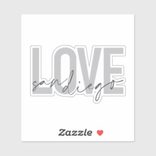 Minimal, modern, urban, cool design Love San Diego Sticker