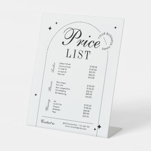 Minimal Modern Vintage Beauty Business Price List Pedestal Sign