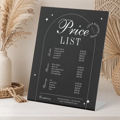 Minimal Modern Vintage Beauty Business Price List Pedestal Sign