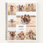 Minimal Modern Wavy Lines Multiple Photo Collage Notebook (Front)