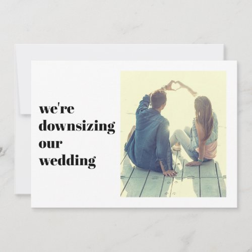 Minimal Modern We Are Downsizing Our Wedding Photo Announcement